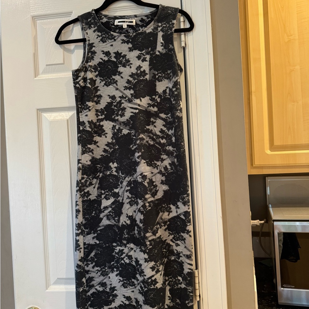 Alexander McQueen Black and Gray Floral Midi Dress Stunning